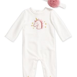 First ImpressionsBaby Girls 2-Pc. Unicorn Coveralls & Headband Set